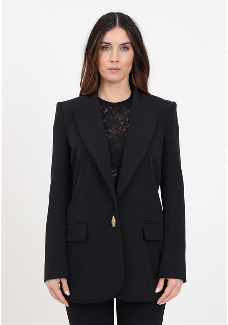 Black single-breasted women's blazer with snake head button JUST CAVALLI | 76PAQ700N0298899